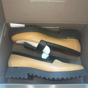 Franco Sarto Tan and Black Loafers